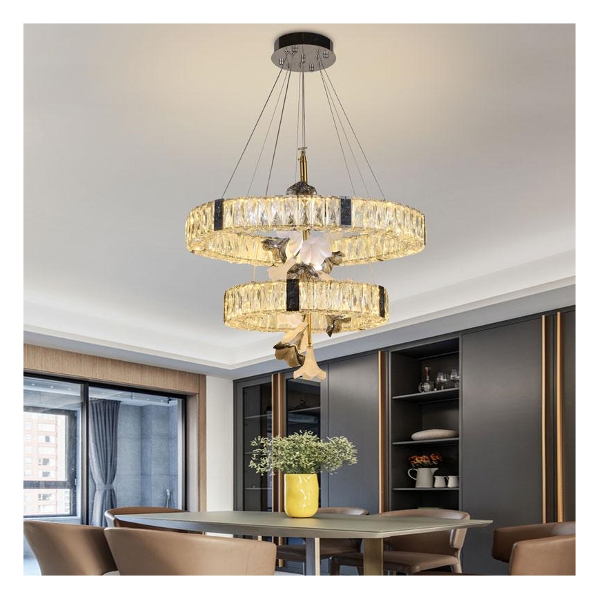 LED Ściemnialny kryształowy żyrandol na lince LED/70W/230V 3000-6500K + pilot zdalnego sterowania