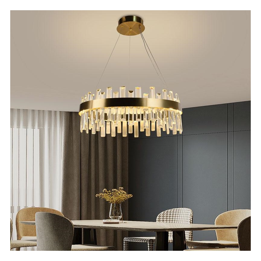 LED Ściemnialny kryształowy żyrandol na lince LED/80W/230V 3000-6500K + pilot zdalnego sterowania