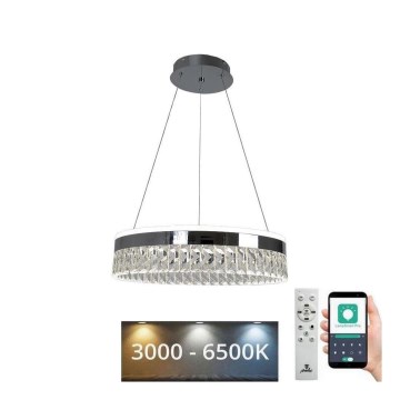 LED Ściemnialny kryształowy żyrandol na lince LED/90W/230V 3000-6500K chrom błyszczący + zdalne sterowanie