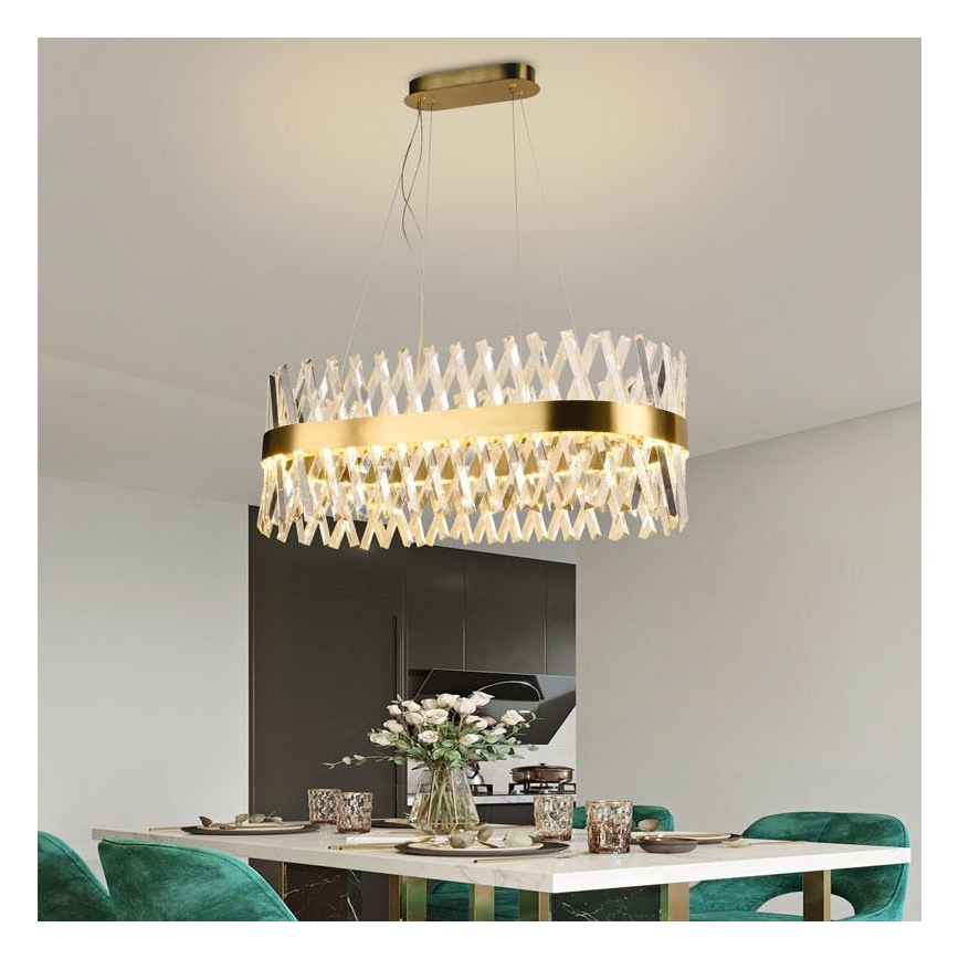 LED Ściemnialny kryształowy żyrandol na lince LED/90W/230V 3000-6500K + pilot zdalnego sterowania
