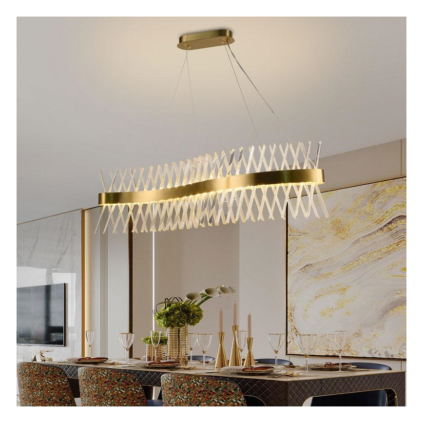 LED Ściemnialny kryształowy żyrandol na lince LED/95W/230V 3000-6500K + pilot zdalnego sterowania