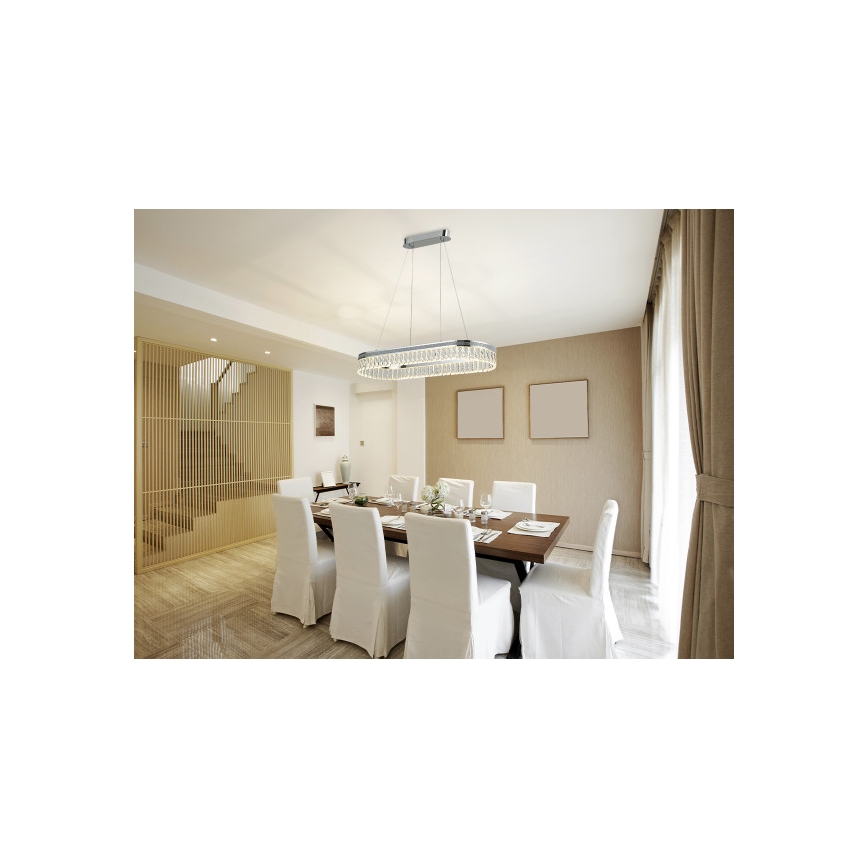 Ściemnialny kryształowy żyrandol LED na lince THALIA LED/50W/230V 3000-6000K + zdalne sterowanie