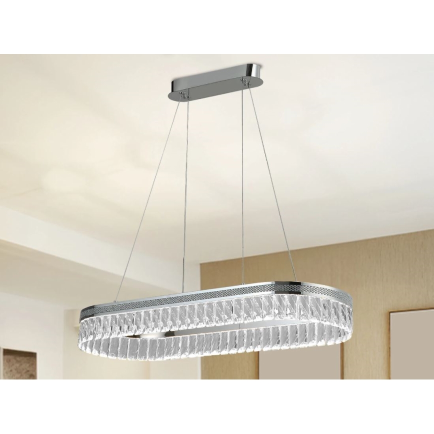 Ściemnialny kryształowy żyrandol LED na lince THALIA LED/50W/230V 3000-6000K + zdalne sterowanie