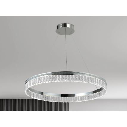 LED ściemnialny kryształowy żyrandol na lince THALIA LED/55W/230V 3000-6000K śr. 80 cm + zdalne sterowanie