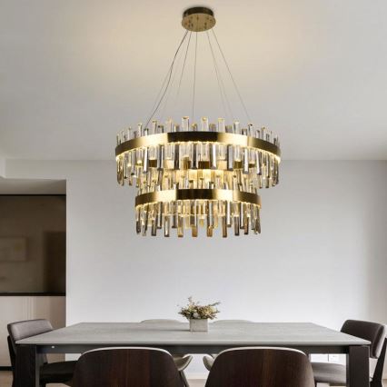 LED Regulowany kryształowy żyrandol na linkę LED/190W/230V 3000-6500K + pilot do zdalnego sterowania