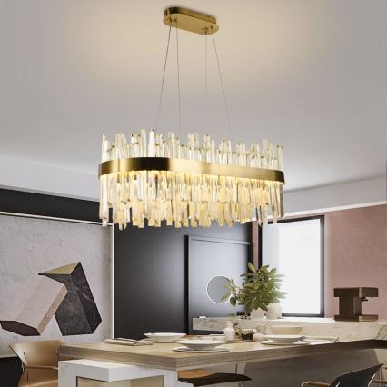 LED Regulowany kryształowy żyrandol na linkę LED/90W/230V 3000-6500K + pilot do zdalnego sterowania