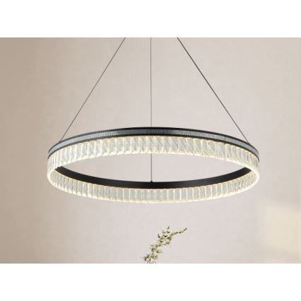 Ściemnialny kryształowy żyrandol LED na lince THALIA LED/55W/230V 3000-6000K śr. 80 cm + pilot zdalnego sterowania