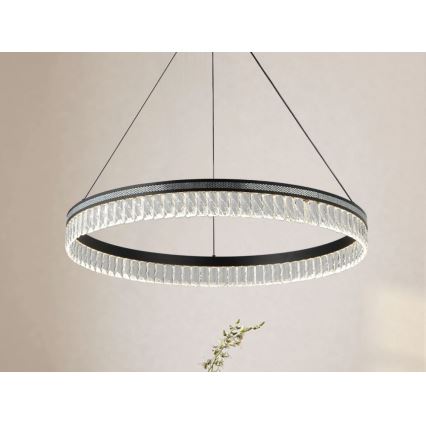 Ściemnialny kryształowy żyrandol LED na lince THALIA LED/55W/230V 3000-6000K śr. 80 cm + pilot zdalnego sterowania