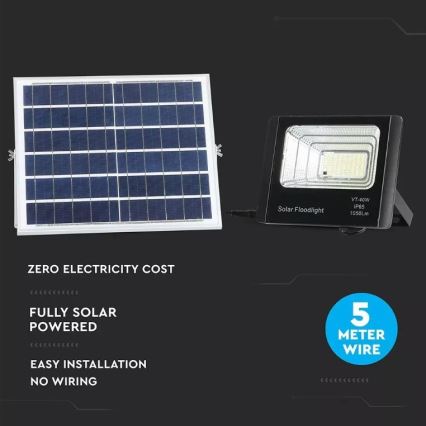 LED Ściemnialny naświetlacz solarny LED/16W/3,2V 4000K IP65 10000 mAh + zdalne sterowanie