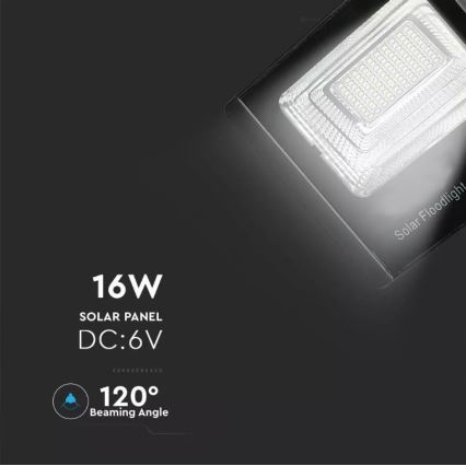 LED Ściemnialny naświetlacz solarny LED/16W/3,2V 4000K IP65 10000 mAh + zdalne sterowanie