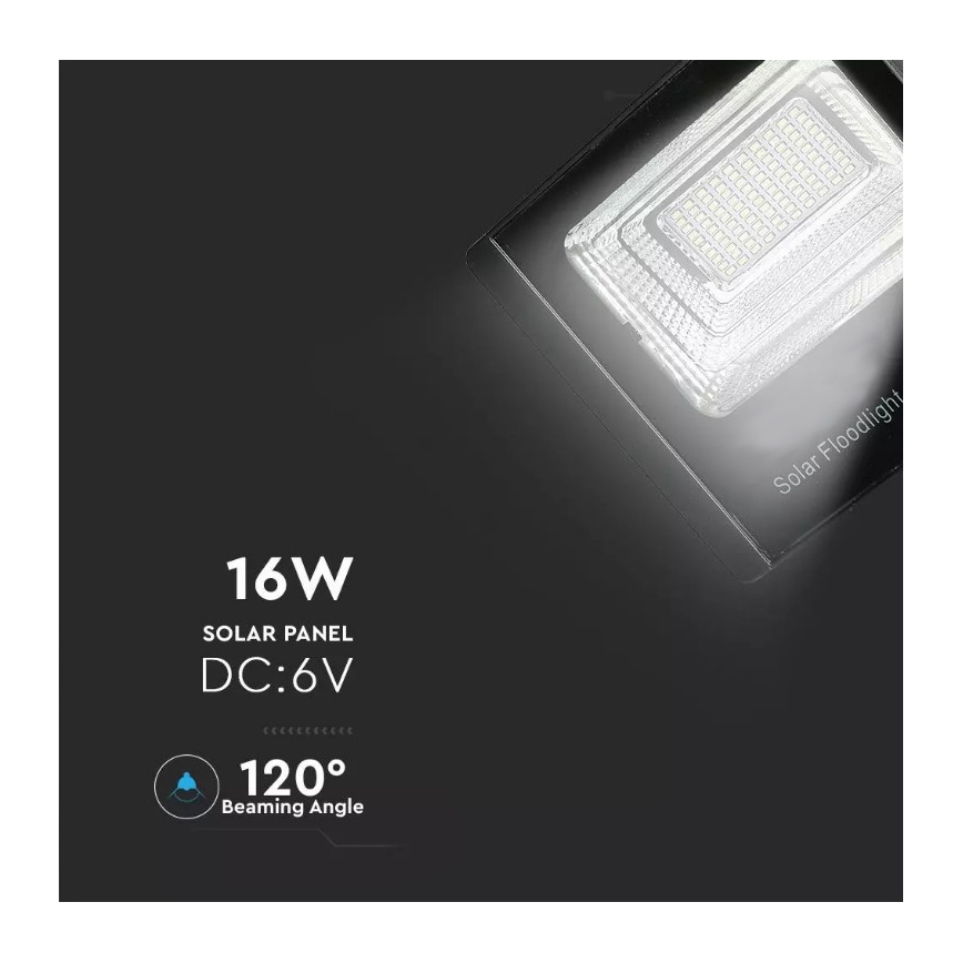 LED Ściemnialny naświetlacz solarny LED/16W/3,2V 4000K IP65 10000 mAh + zdalne sterowanie