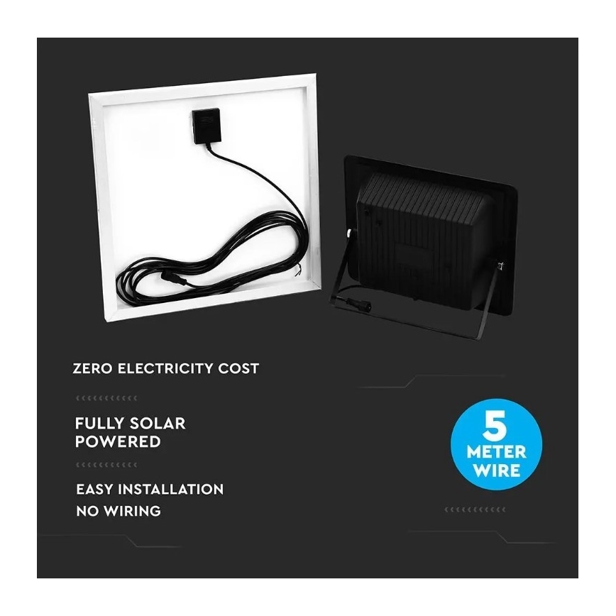 LED Ściemnialny naświetlacz solarny LED/20W/6,4V 4000K IP65 10000 mAh + zdalne sterowanie
