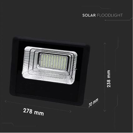 LED Ściemnialny naświetlacz solarny LED/20W/6,4V 4000K IP65 10000 mAh + zdalne sterowanie