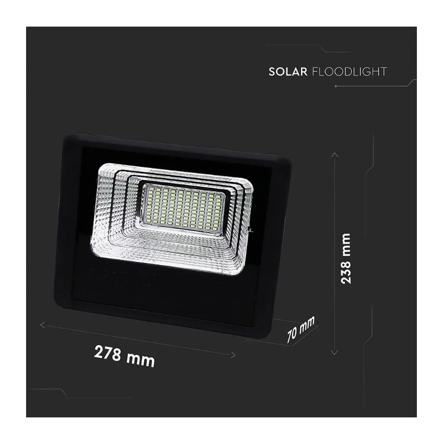 LED Ściemnialny naświetlacz solarny LED/20W/6,4V 4000K IP65 10000 mAh + zdalne sterowanie