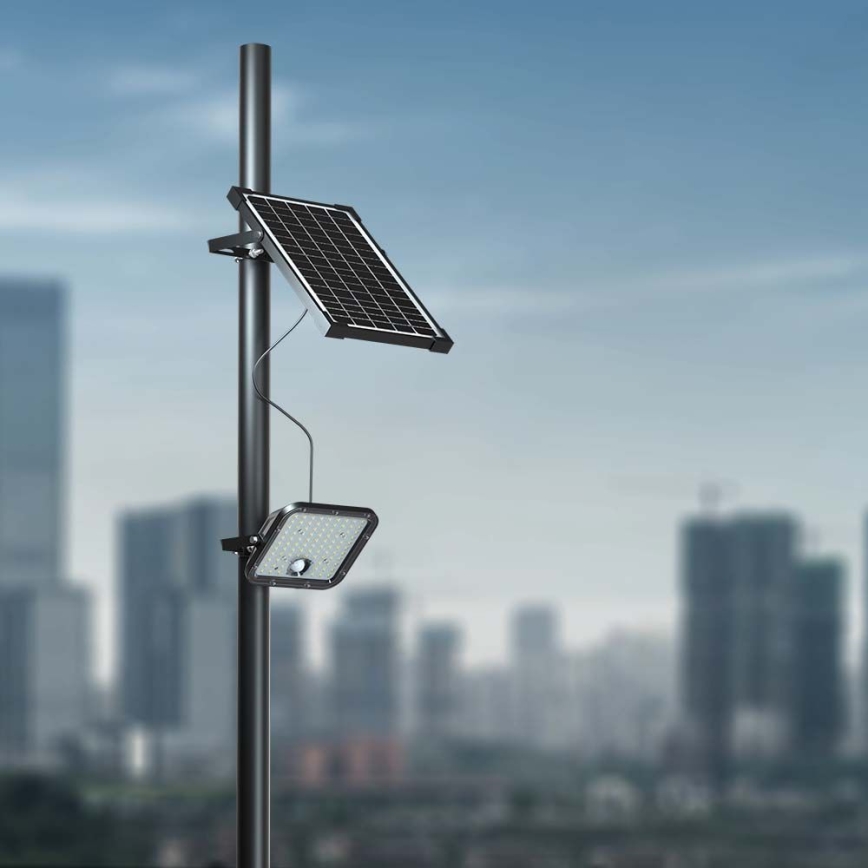 LED Ściemnialny naświetlacz solarny z czujnikiem LED/10W/3,7V 4000/6000K IP65 + zdalne sterowanie