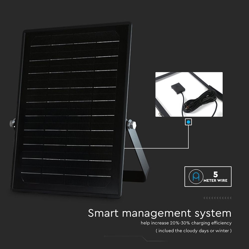 LED Ściemnialny naświetlacz solarny z czujnikiem LED/10W/3,7V 4000/6000K IP65 + zdalne sterowanie