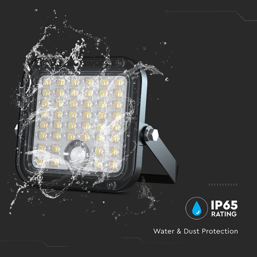 LED Ściemnialny naświetlacz solarny z czujnikiem LED/10W/3,7V 4000/6000K IP65 + zdalne sterowanie