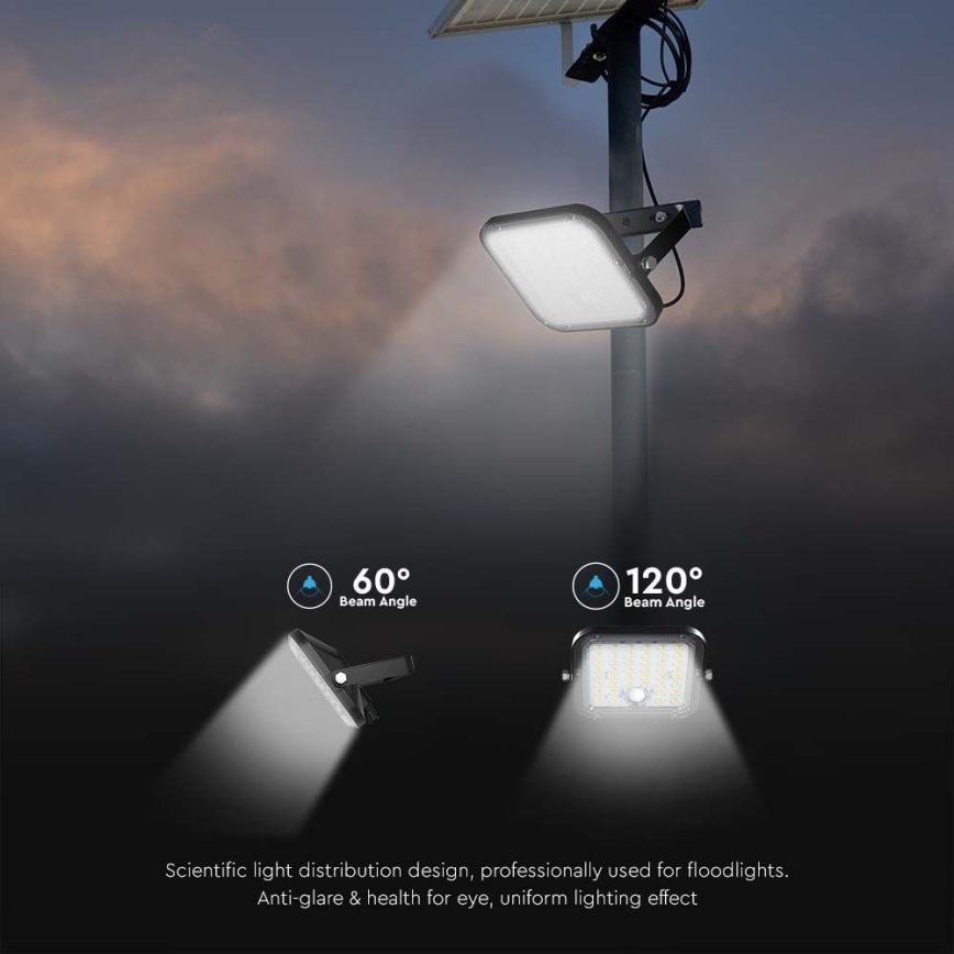 LED Ściemnialny naświetlacz solarny z czujnikiem LED/10W/3,7V 4000/6000K IP65 + zdalne sterowanie