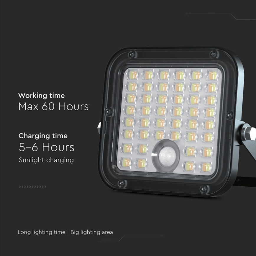 LED Ściemnialny naświetlacz solarny z czujnikiem LED/10W/3,7V 4000/6000K IP65 + zdalne sterowanie