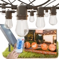 LED ściemnialny solarny łańcuch dekoracyjny 10xE27/0,3W/3/5V USB 2400 mAh 10,62 m IP65 czarny + pilot zdalnego sterowania