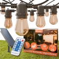 LED ściemnialny solarny łańcuch dekoracyjny 20xE27/0,3W/3/5V USB 2400 mAh 20,62 m IP65 czarny + pilot zdalnego sterowania