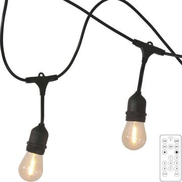 LED Ściemnialny solarny łańcuch zewnętrzny PARTY 10xE27/3,7V 10 m IP44 + pilot zdalnego sterowania