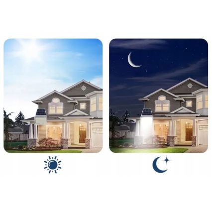 Ściemnialny solarny reflektor LED/100W/3,2V 5000K 10500 mAh IP65 czarny + zdalne sterowanie