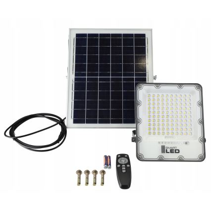 Ściemnialny solarny reflektor LED/100W/3,2V 5000K 10500 mAh IP65 czarny + zdalne sterowanie