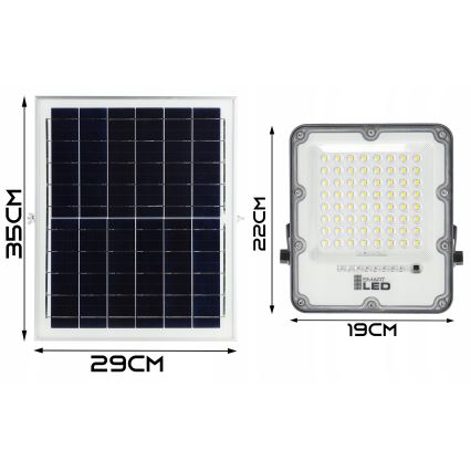 Ściemnialny solarny reflektor LED/100W/3,2V 5000K 10500 mAh IP65 czarny + zdalne sterowanie