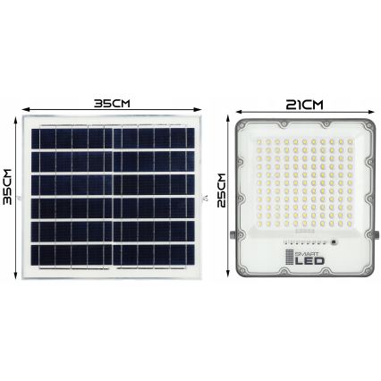 Ściemnialny solarny reflektor LED 150 W/3,2 V 5000 K 15000 mAh IP65 czarny + zdalne sterowanie