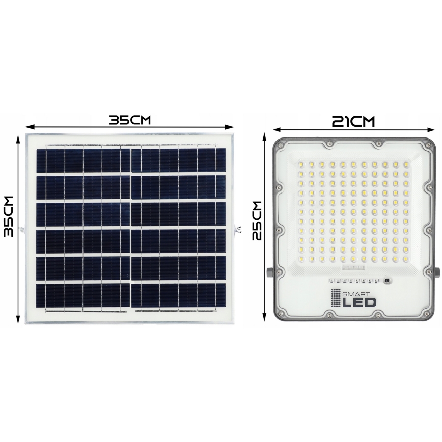 Ściemnialny solarny reflektor LED 150 W/3,2 V 5000 K 15000 mAh IP65 czarny + zdalne sterowanie