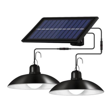 LED Ściemnialny solarny żyrandol na lince 2xLED/1,8W/3,7V IP44 6500K 1200 mAh + zdalne sterowanie