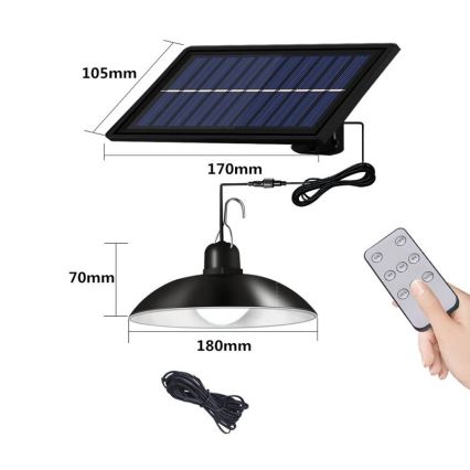 LED Ściemnialny solarny żyrandol na lince LED/1,8W/3,7V IP44 6500K 1600 mAh + zdalne sterowanie