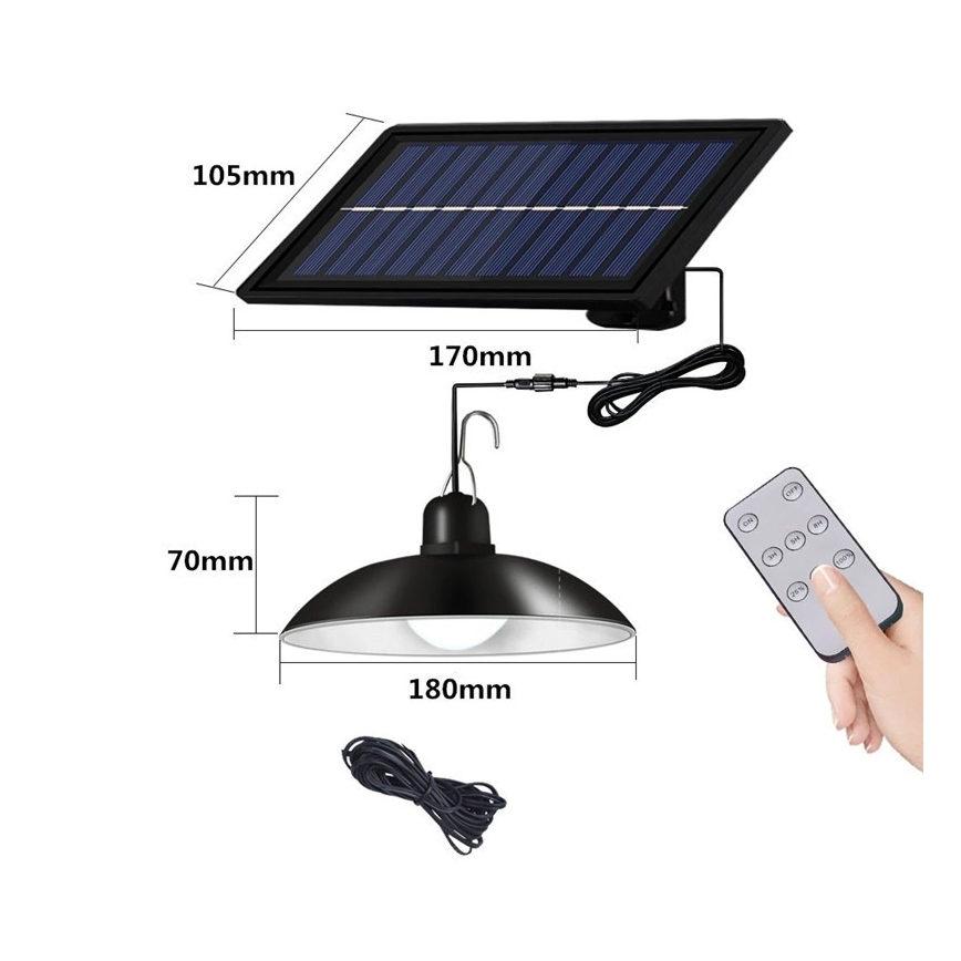 LED Ściemnialny solarny żyrandol na lince LED/1,8W/3,7V IP44 6500K 1600 mAh + zdalne sterowanie