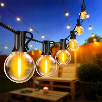 LED ściemnialny zewnętrzny łańcuch dekoracyjny 36xE12/1W/24/230V 22,35 m IP65 czarny + zdalne sterowanie