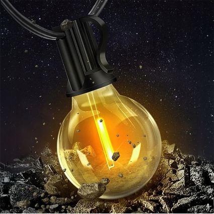 LED ściemnialny zewnętrzny łańcuch dekoracyjny 36xE12/1W/24/230V 22,35 m IP65 czarny + zdalne sterowanie