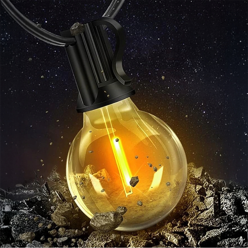 LED ściemnialny zewnętrzny łańcuch dekoracyjny 36xE12/1W/24/230V 22,35 m IP65 czarny + zdalne sterowanie