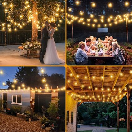 Zewnętrzny łańcuch dekoracyjny LED ściemnialny 25xE12/1W/24/230V 17,5 m IP65 czarny + pilot