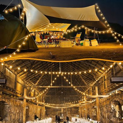 Zewnętrzny łańcuch dekoracyjny LED ściemnialny 25xE12/1W/24/230V 17,5 m IP65 czarny + pilot