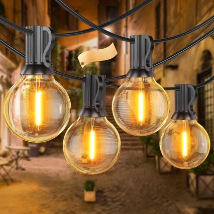 Zewnętrzny łańcuch dekoracyjny LED ściemnialny 25xE12/1W/24/230V 17,5 m IP65 czarny + pilot