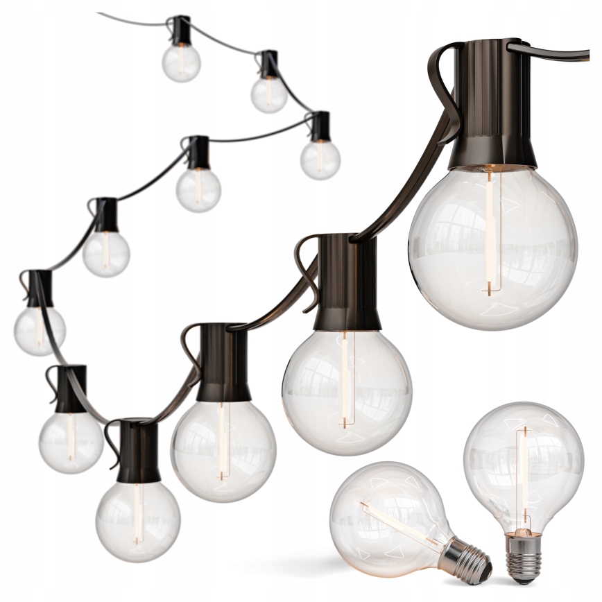 Zewnętrzny łańcuch dekoracyjny LED ściemnialny 25xE12/1W/24/230V 17,5 m IP65 czarny + pilot