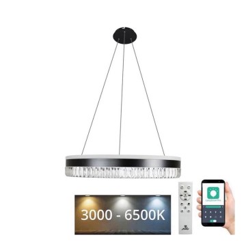 LED Ściemnialny żyrandol kryształowy na lince LED/80W/230V 3000-6500K czarny + pilot zdalnego sterowania