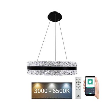 LED Ściemnialny żyrandol kryształowy na lince LED/80W/230V 3000-6500K czarny + pilot zdalnego sterowania
