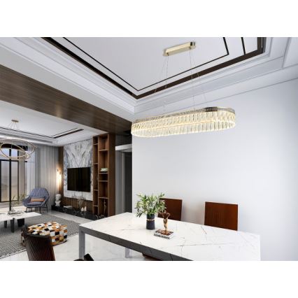 Ściemnialny kryształowy żyrandol LED na lince THALIA LED/50W/230V 3000-6000K + pilot zdalnego sterowania