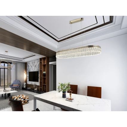 Ściemnialny kryształowy żyrandol LED na lince THALIA LED/50W/230V 3000-6000K + pilot zdalnego sterowania