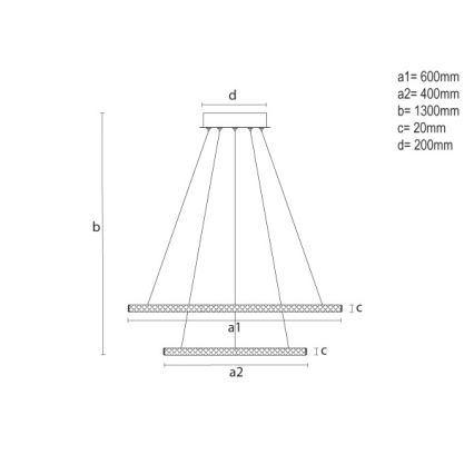 LED Ściemnialny żyrandol na lince LED/150W/230V 3000-6500K + zdalne sterowanie