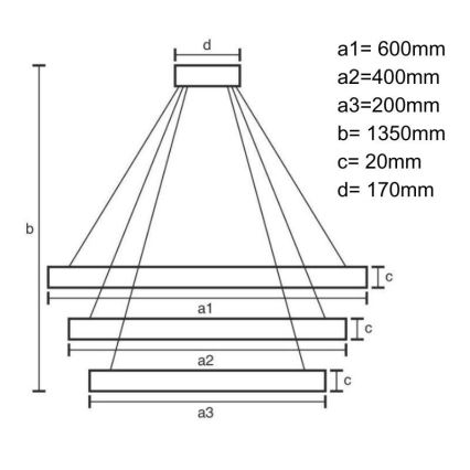 LED Ściemnialny żyrandol na lince LED/90W/230V 3000-6500K + pilot