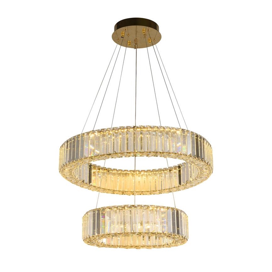 LED Regulowany kryształowy żyrandol na linkę LED/65W/230V 3000-6500K chrom/złoto + DO