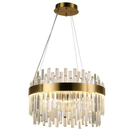 LED Regulowany kryształowy żyrandol na linkę LED/70W/230V 3000-6500K złoty + pilot do sterowania