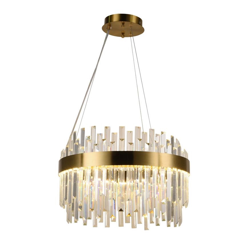 LED Regulowany kryształowy żyrandol na linkę LED/70W/230V 3000-6500K złoty + pilot do sterowania